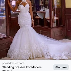 Wedding dress and veil and black dress